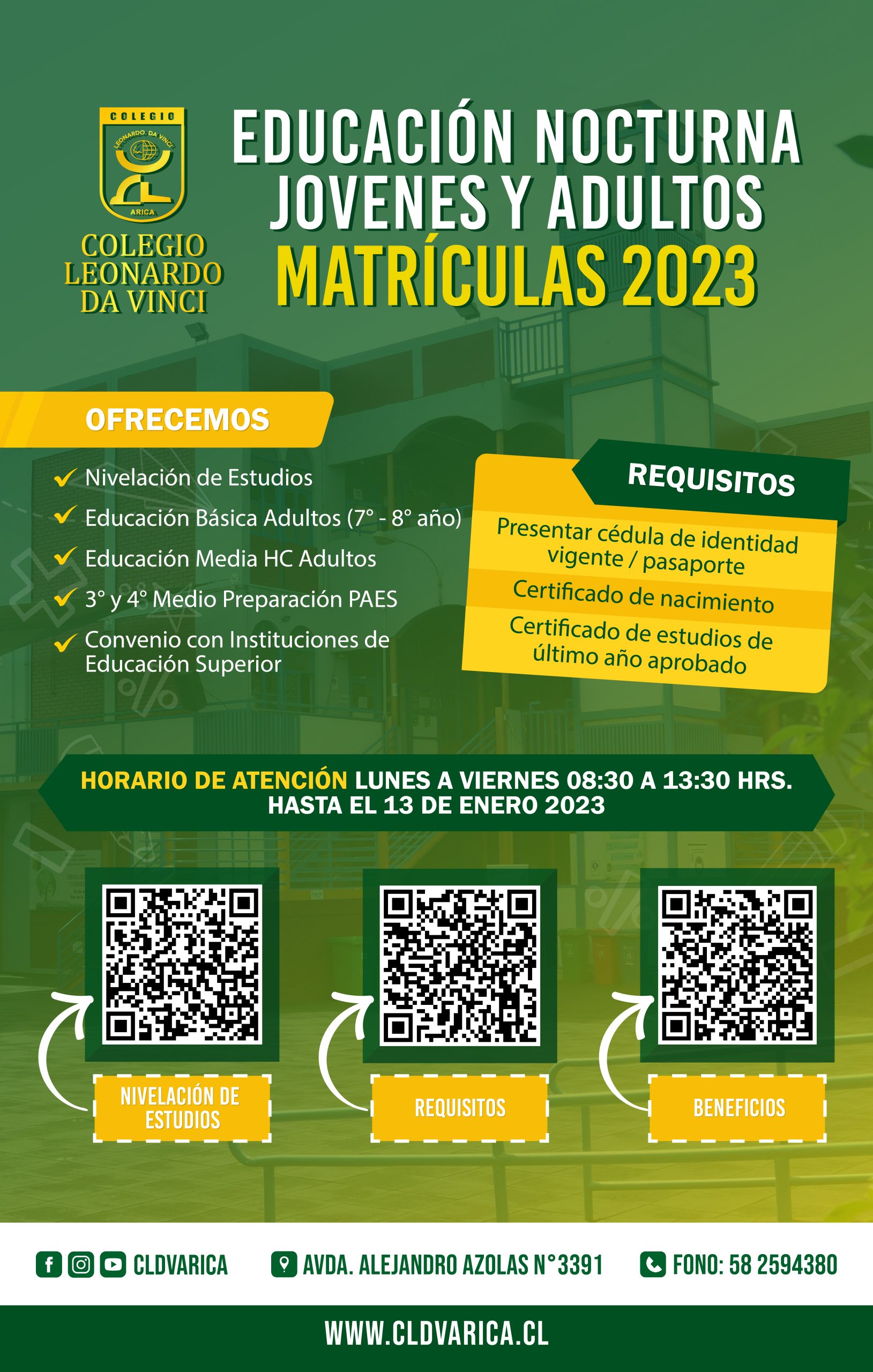 MATRICULAS ABIERTAS 2023 TERCERA JORNADA