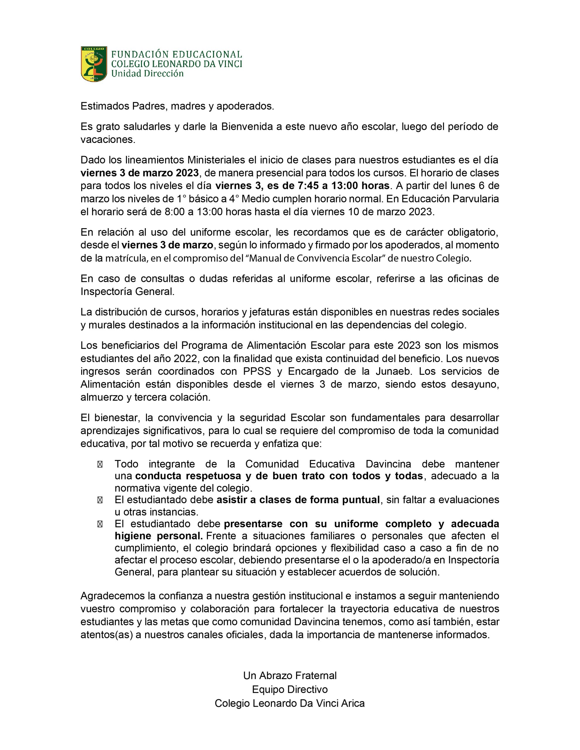 Comunicado Dirección 2023